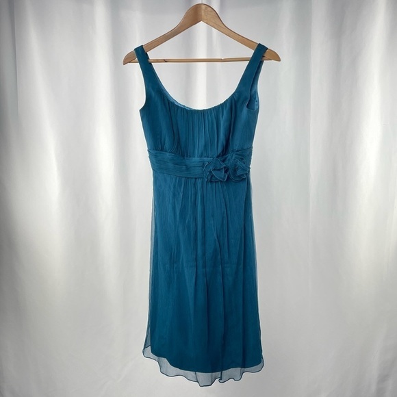 Amsale Scoop Floral Detail Mini Dress in Blue Size 4 - Picture 1 of 3